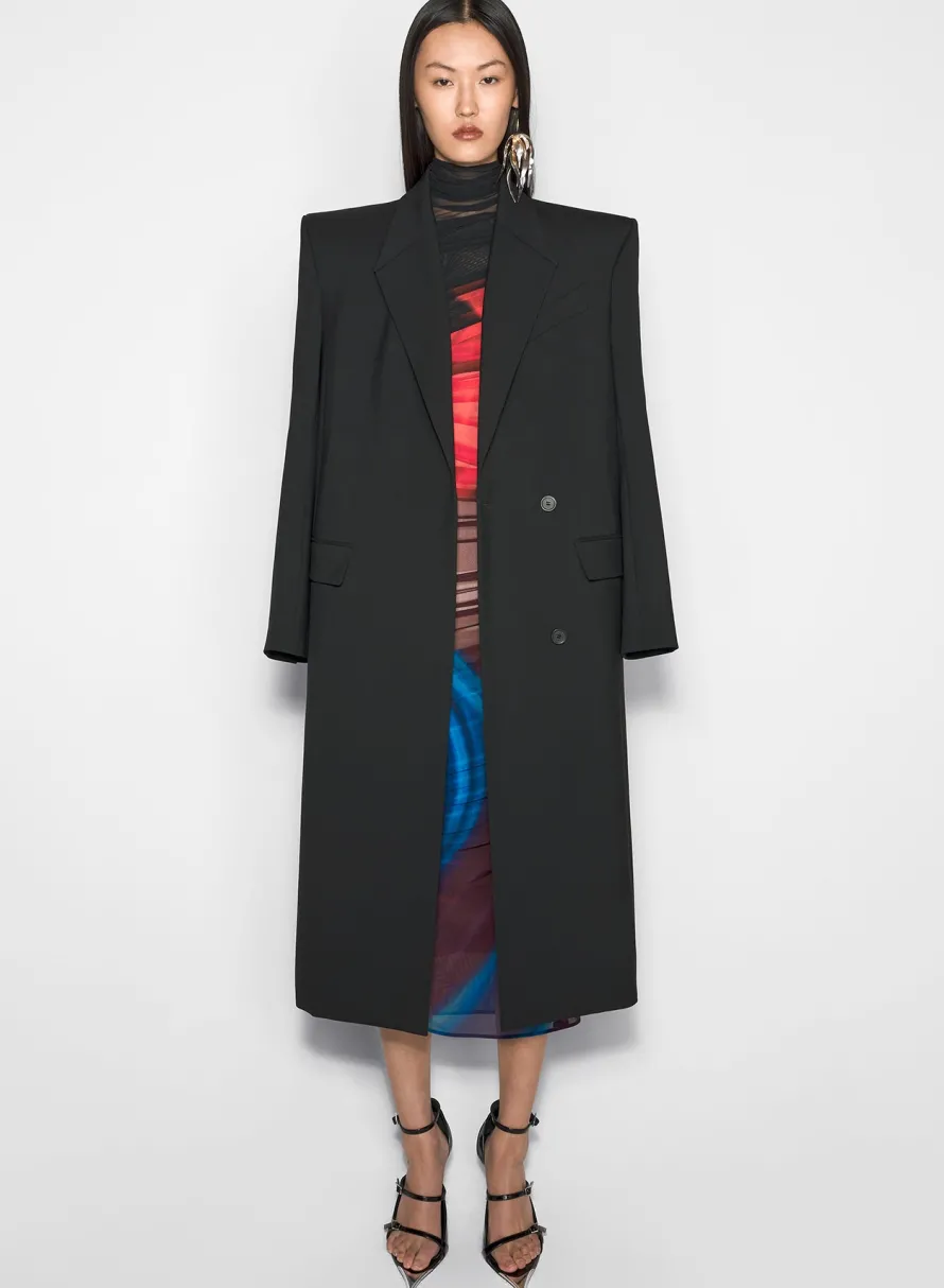 Jackets & Coats|MUGLER black single-breasted wool coat