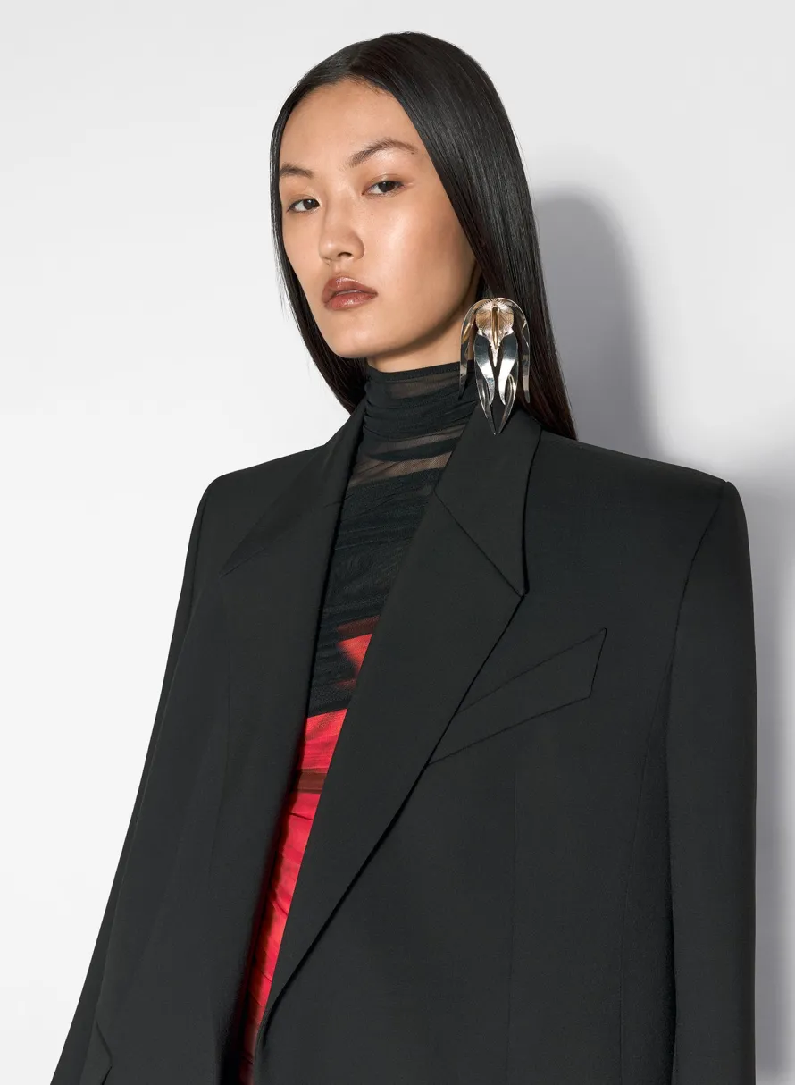 Jackets & Coats|MUGLER black single-breasted wool coat