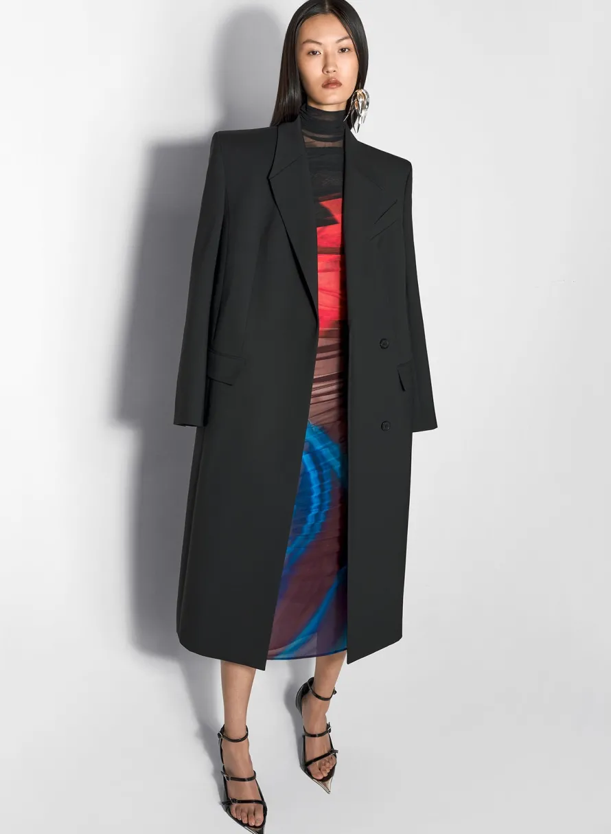 Jackets & Coats|MUGLER black single-breasted wool coat