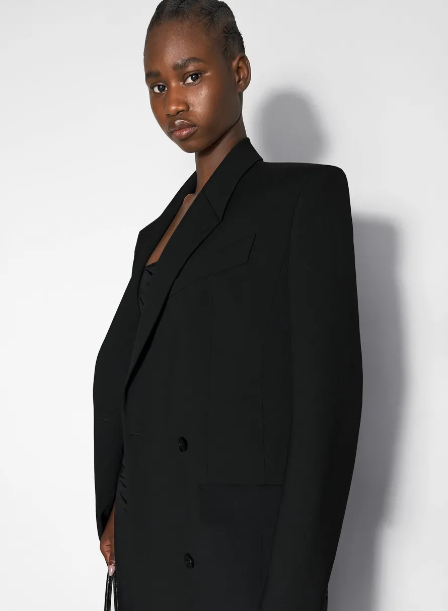 Jackets & Coats|MUGLER black single-breasted wool coat