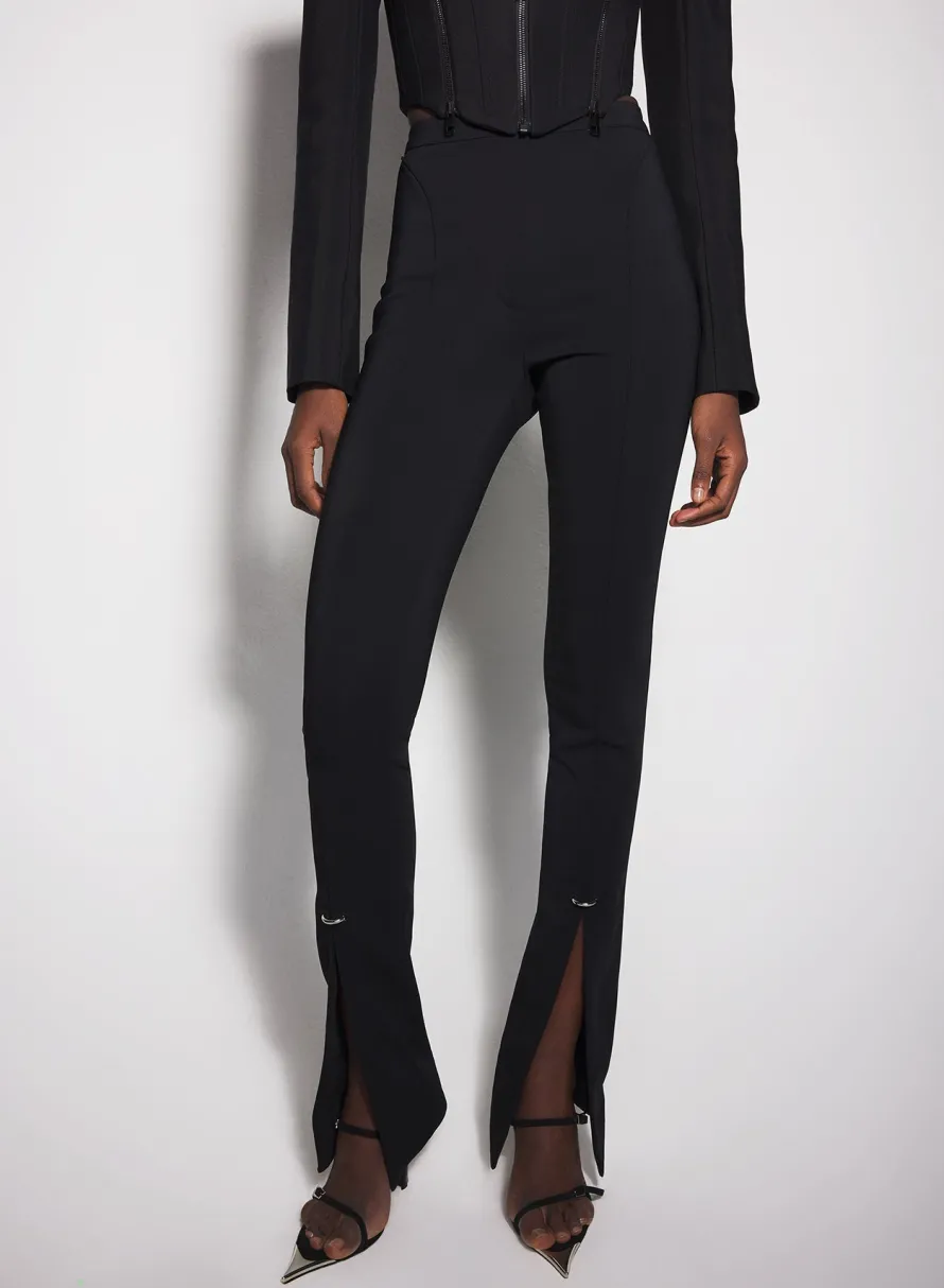 Trousers|MUGLER black pierced pants