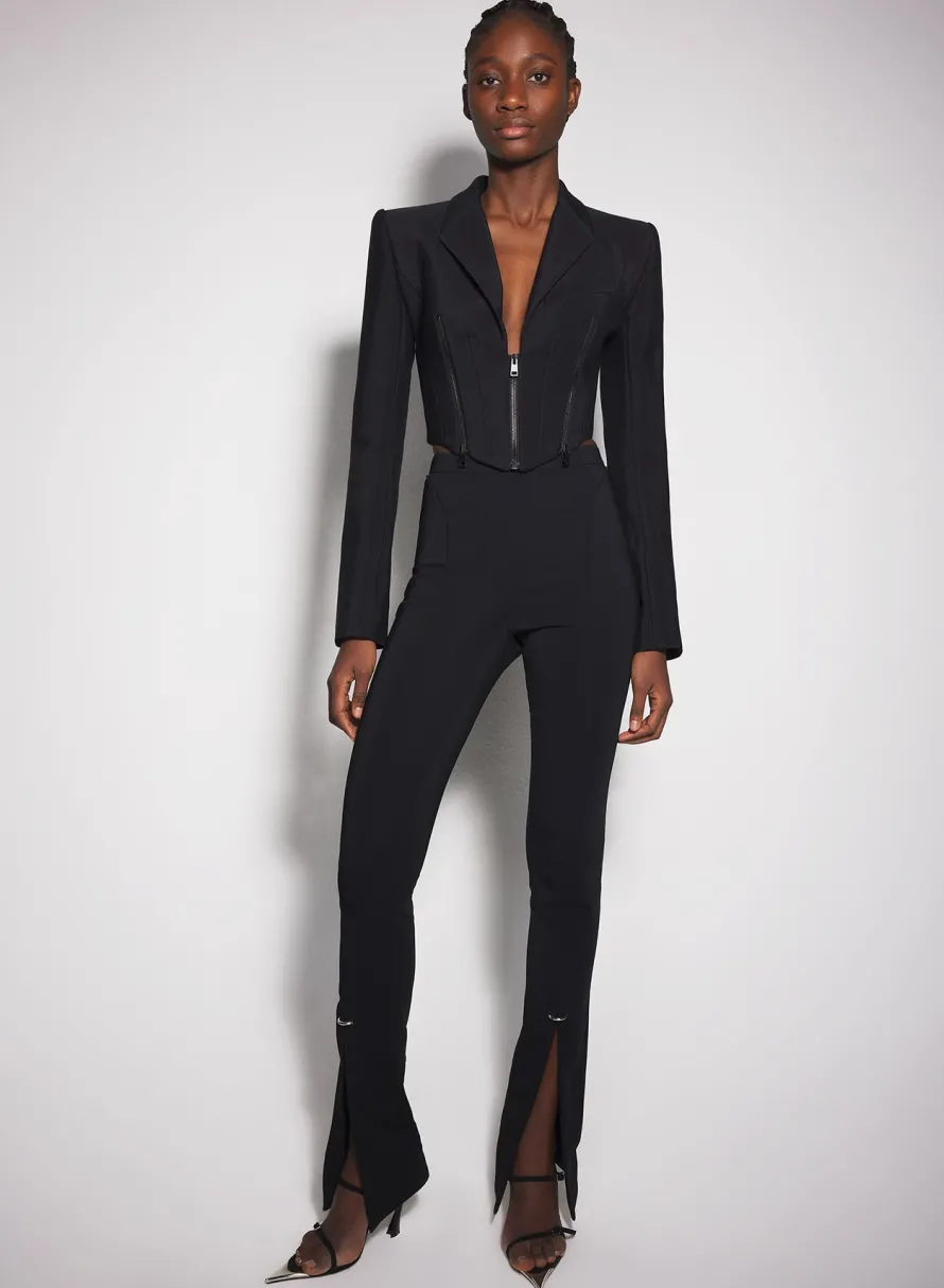 Trousers|MUGLER black pierced pants