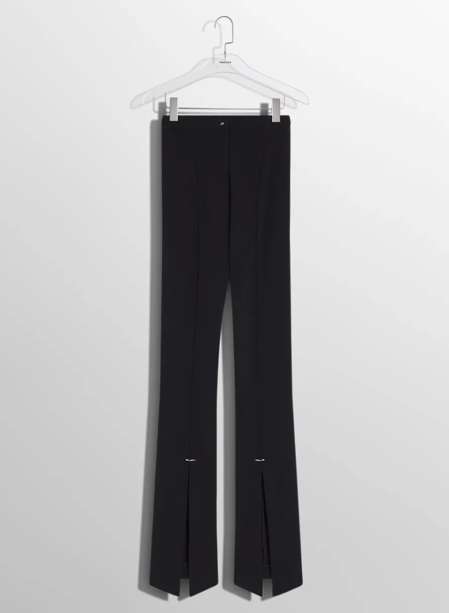 Trousers|MUGLER black pierced pants