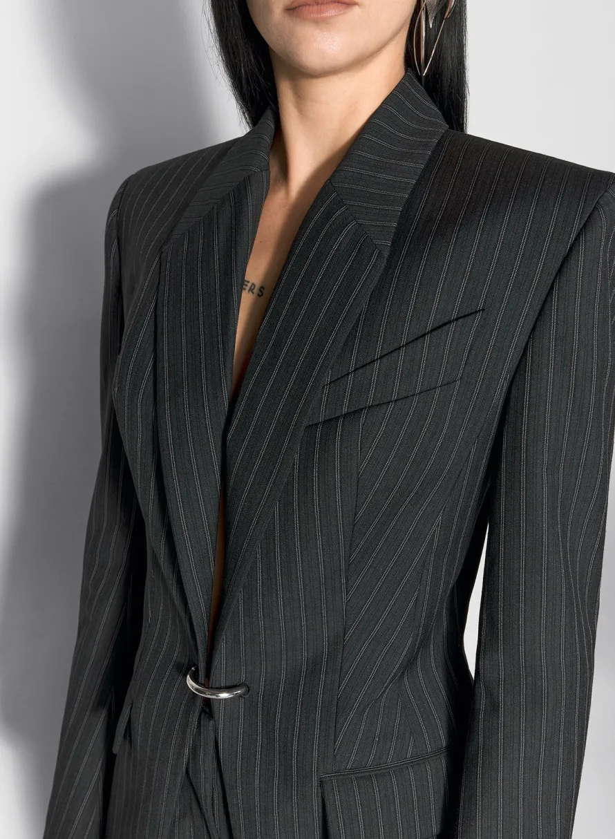 Jackets & Coats|MUGLER pinstripe pierced tailored jacket