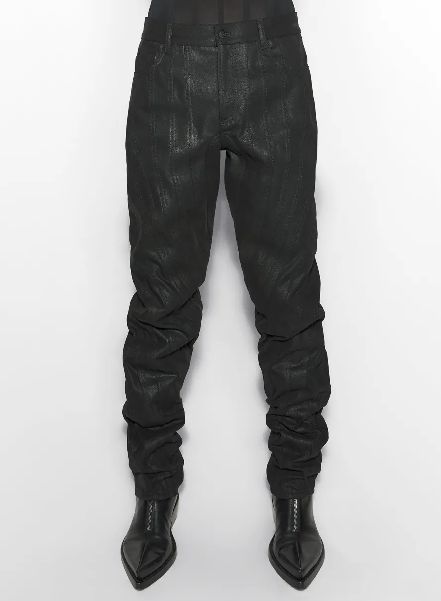 Denim|Denim|MUGLER waxed black spiral baggy jeans