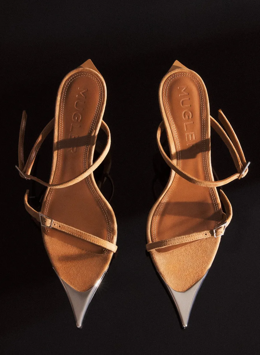 Shoes|MUGLER Cinnamon suede Fang 95 sandals