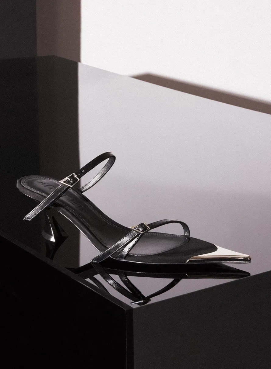 Shoes|MUGLER Black suede Fang 55 sandals