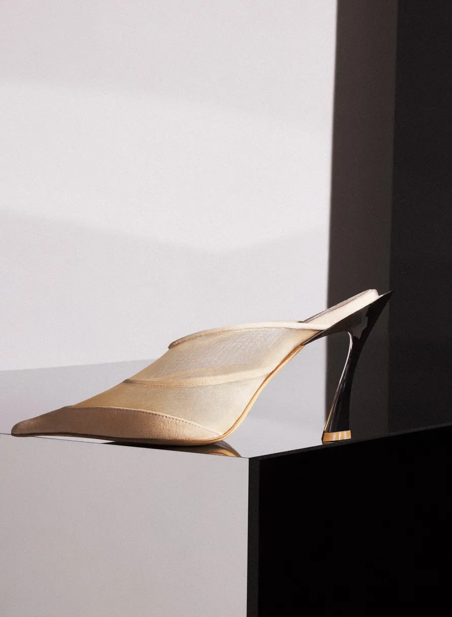 Shoes|MUGLER Tan mesh Fang 95 mules