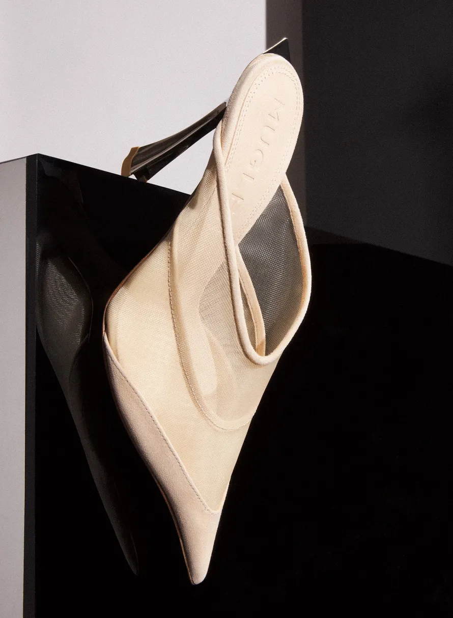 Shoes|MUGLER Tan mesh Fang 95 mules