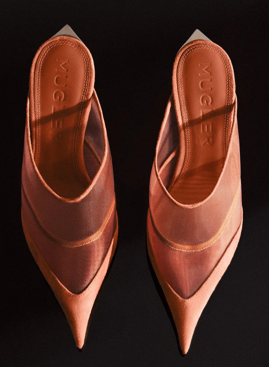 Shoes|MUGLER Cinnamon mesh Fang 95 mules