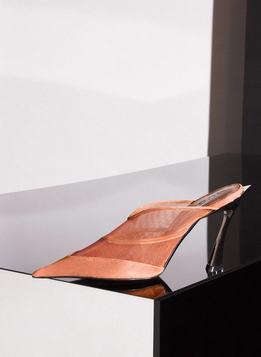 Shoes|MUGLER Cinnamon mesh Fang 95 mules