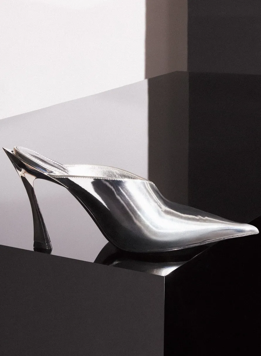 Shoes|MUGLER Metallic leather Fang 95 mules