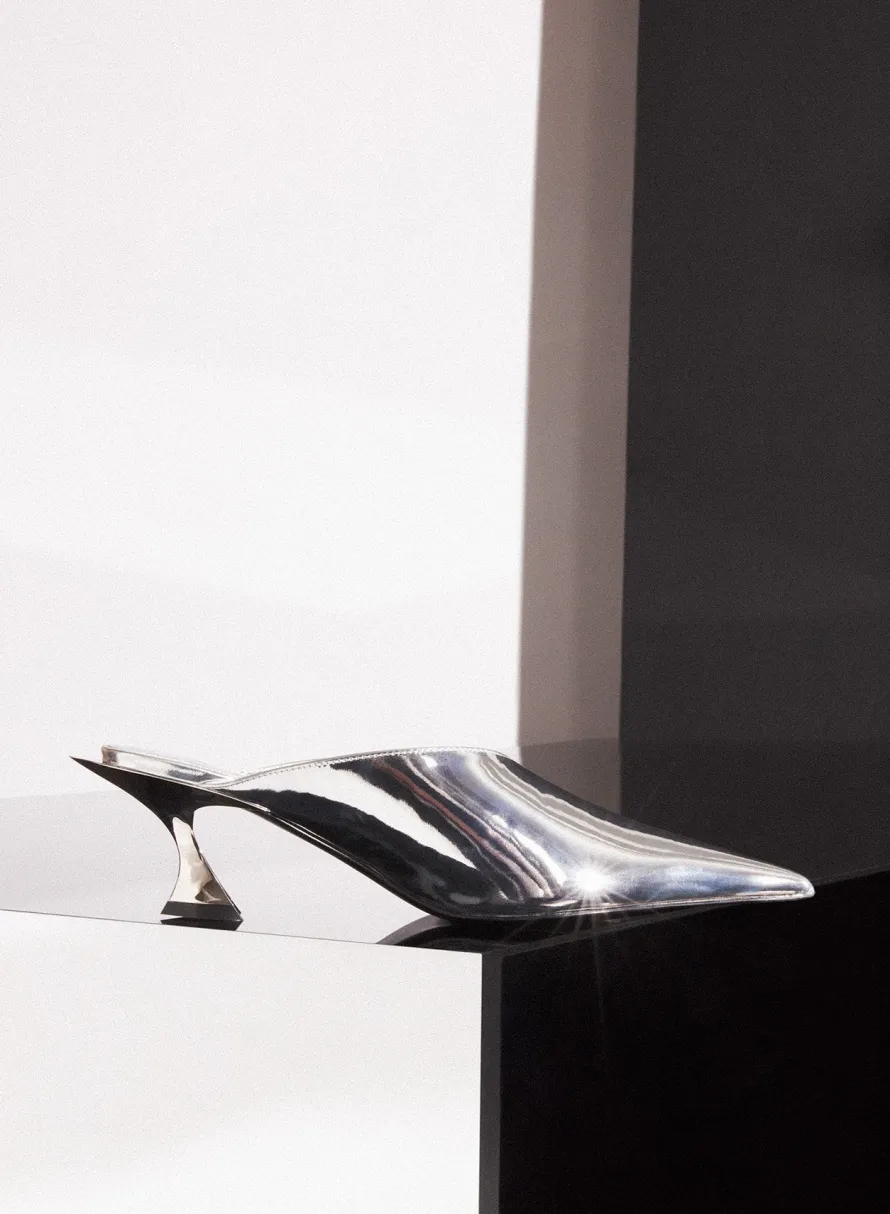 Shoes|MUGLER Metallic leather Fang 55 mules