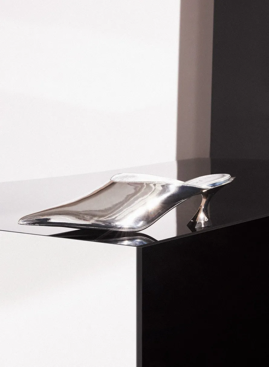 Shoes|MUGLER Metallic leather Fang 55 mules