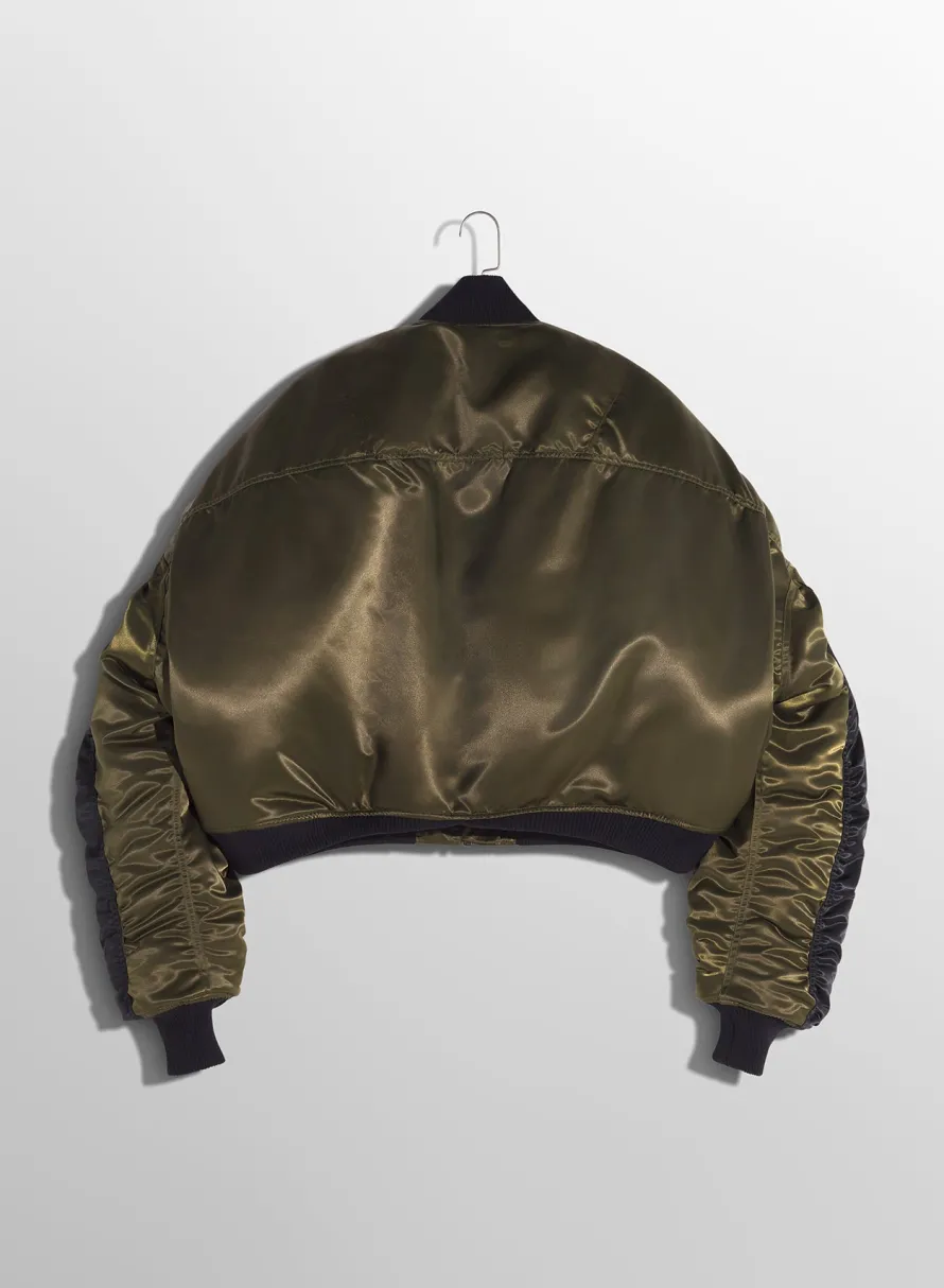Jackets & Coats|MUGLER military green satiny bomber jacket