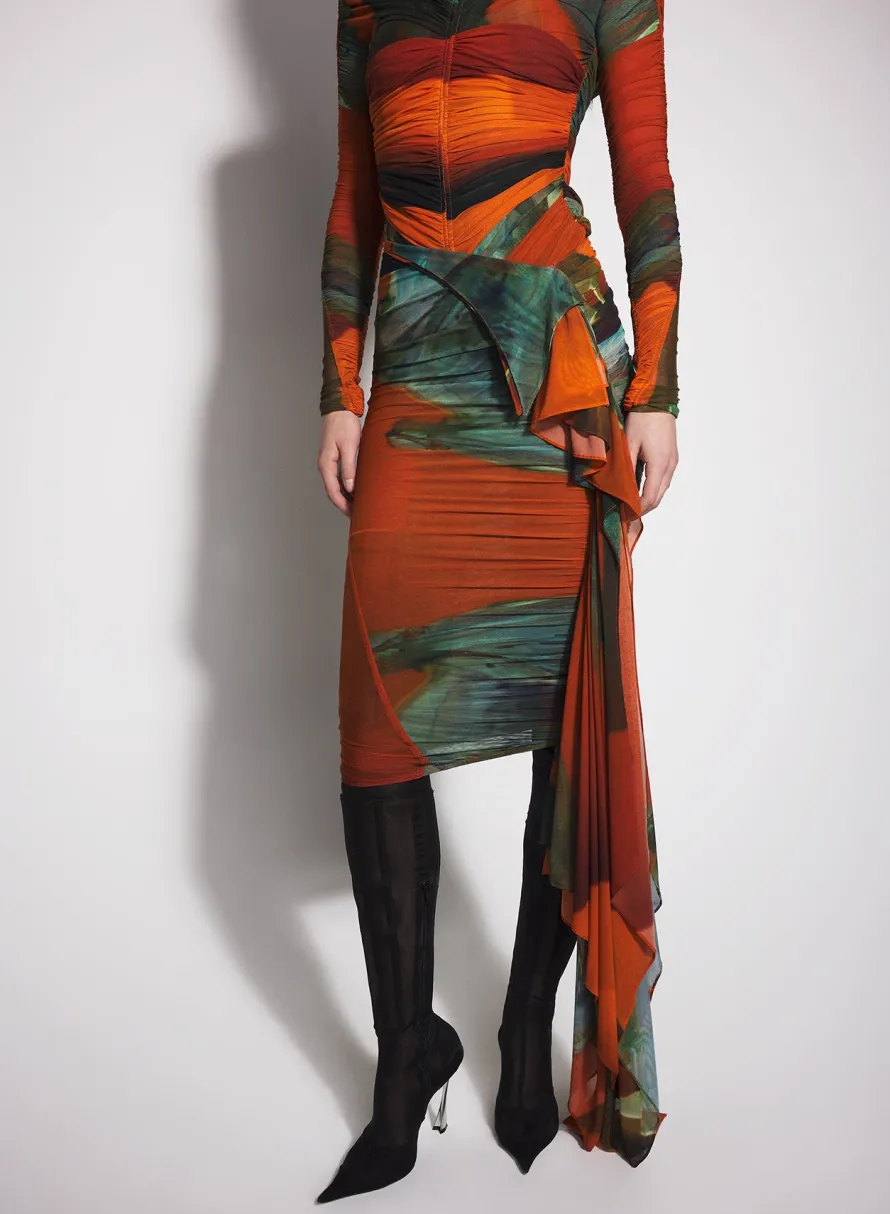 Skirts & Shorts|MUGLER archive print ruched skirt