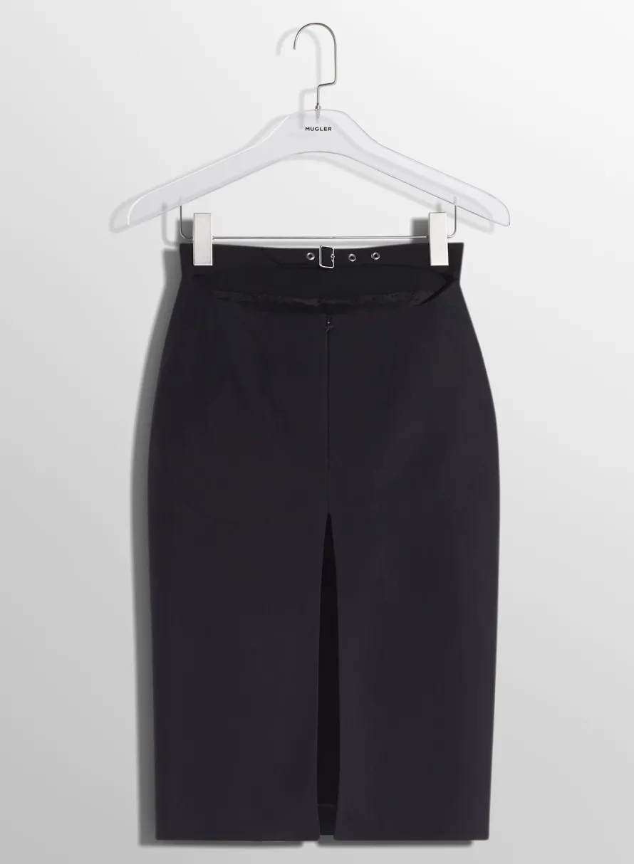 Skirts & Shorts|MUGLER black buckled tailored skirt