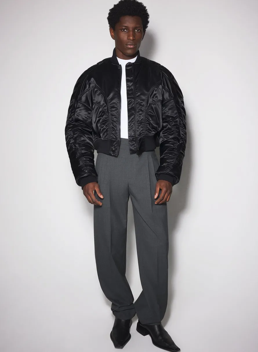 Jackets & Coats|Jackets & Coats|MUGLER black satiny bomber jacket