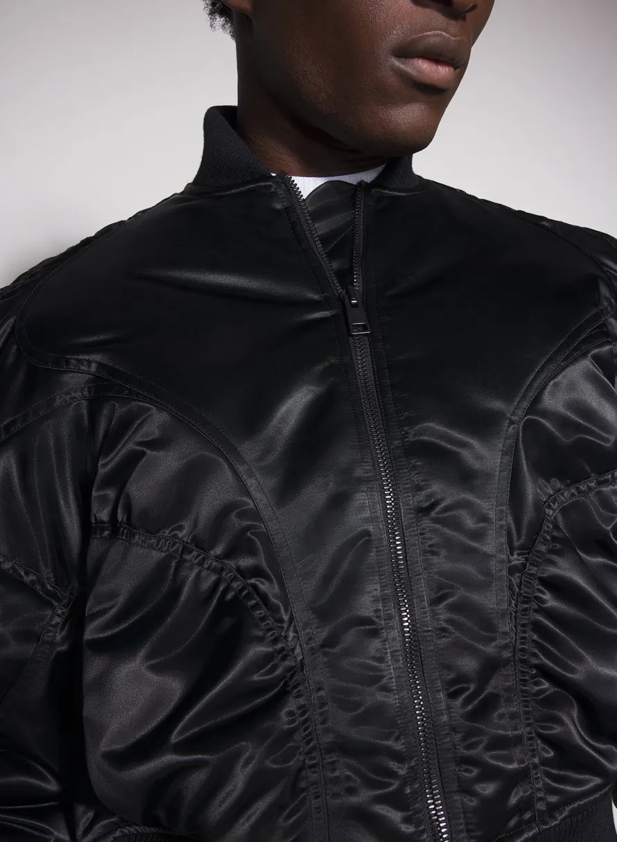 Jackets & Coats|Jackets & Coats|MUGLER black satiny bomber jacket