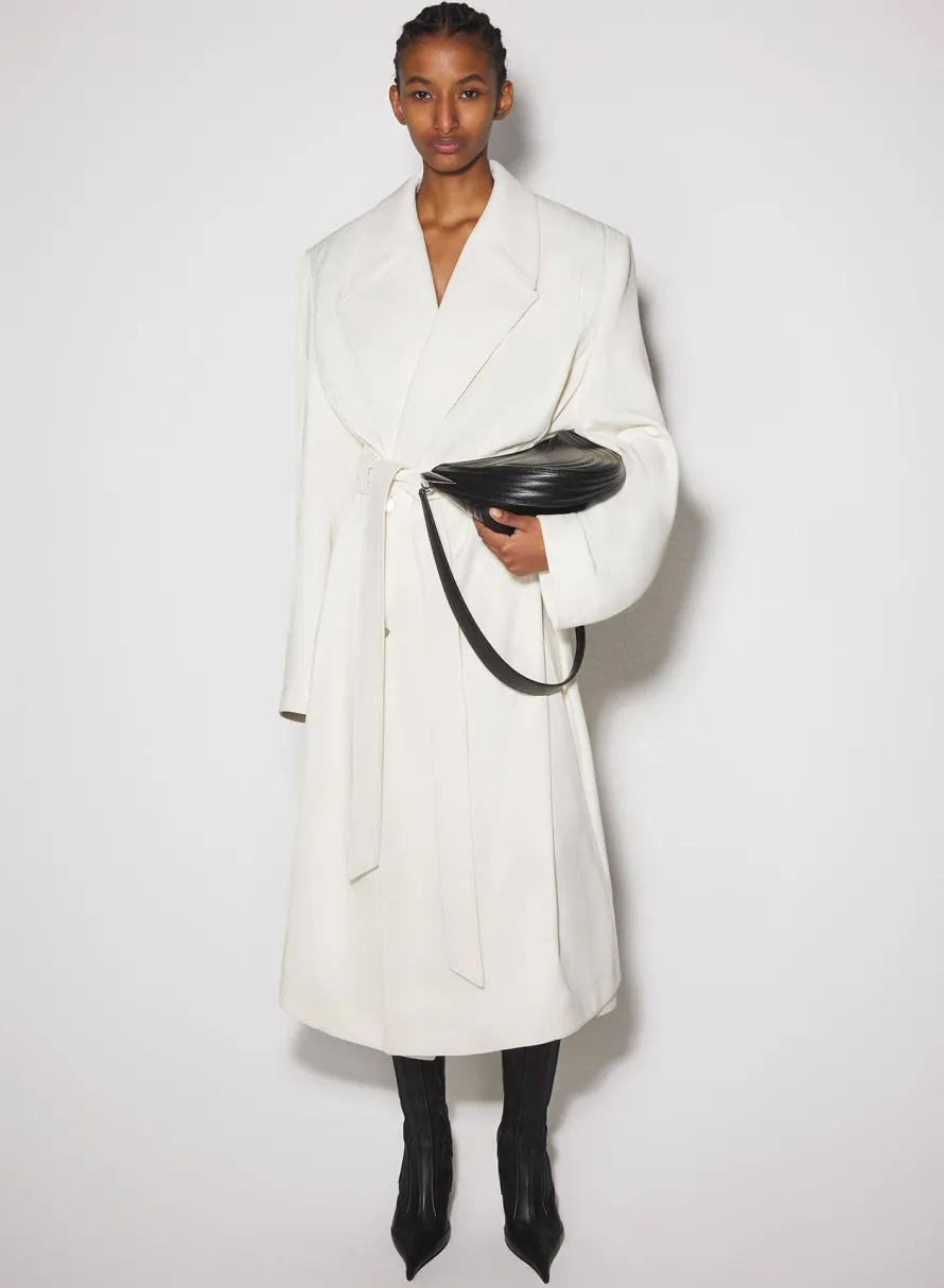 Jackets & Coats|MUGLER off-white ribbed belted coat