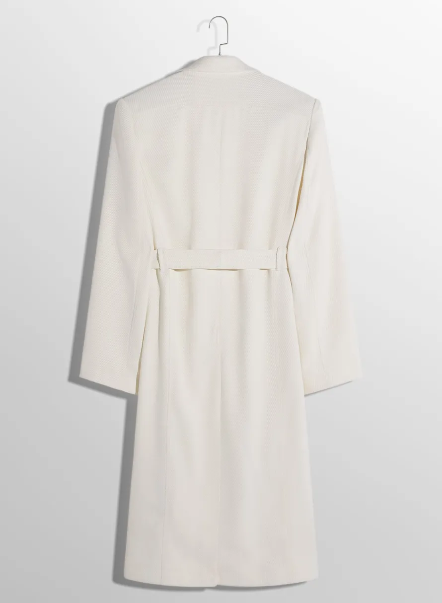 Jackets & Coats|MUGLER off-white ribbed belted coat