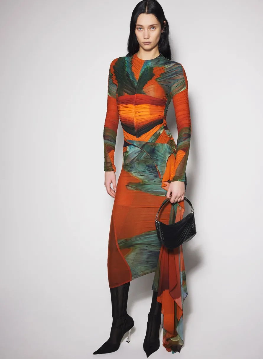 Tops|Bodysuits & Leggings|MUGLER Archive print mesh bodysuit