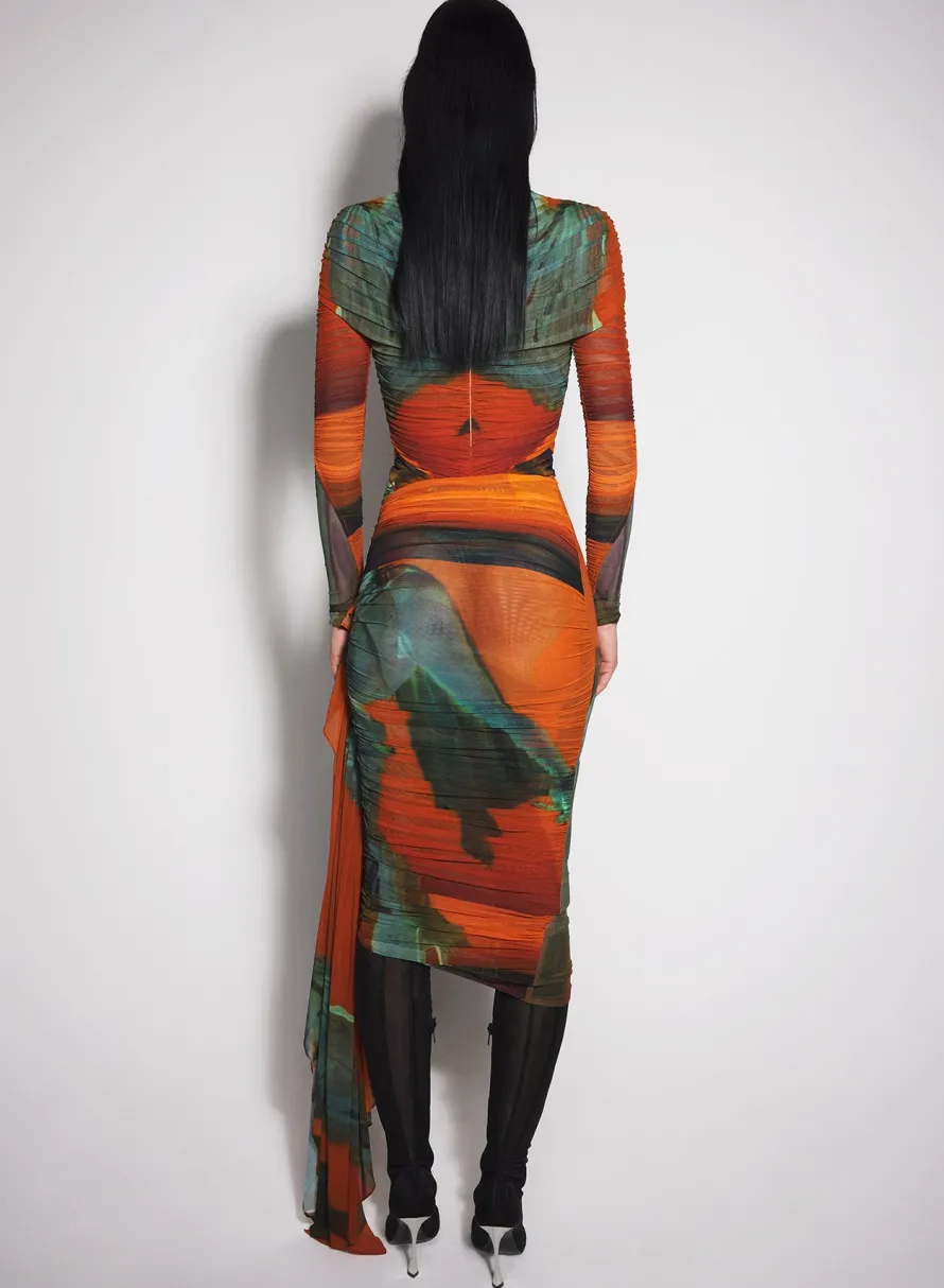 Tops|Bodysuits & Leggings|MUGLER Archive print mesh bodysuit