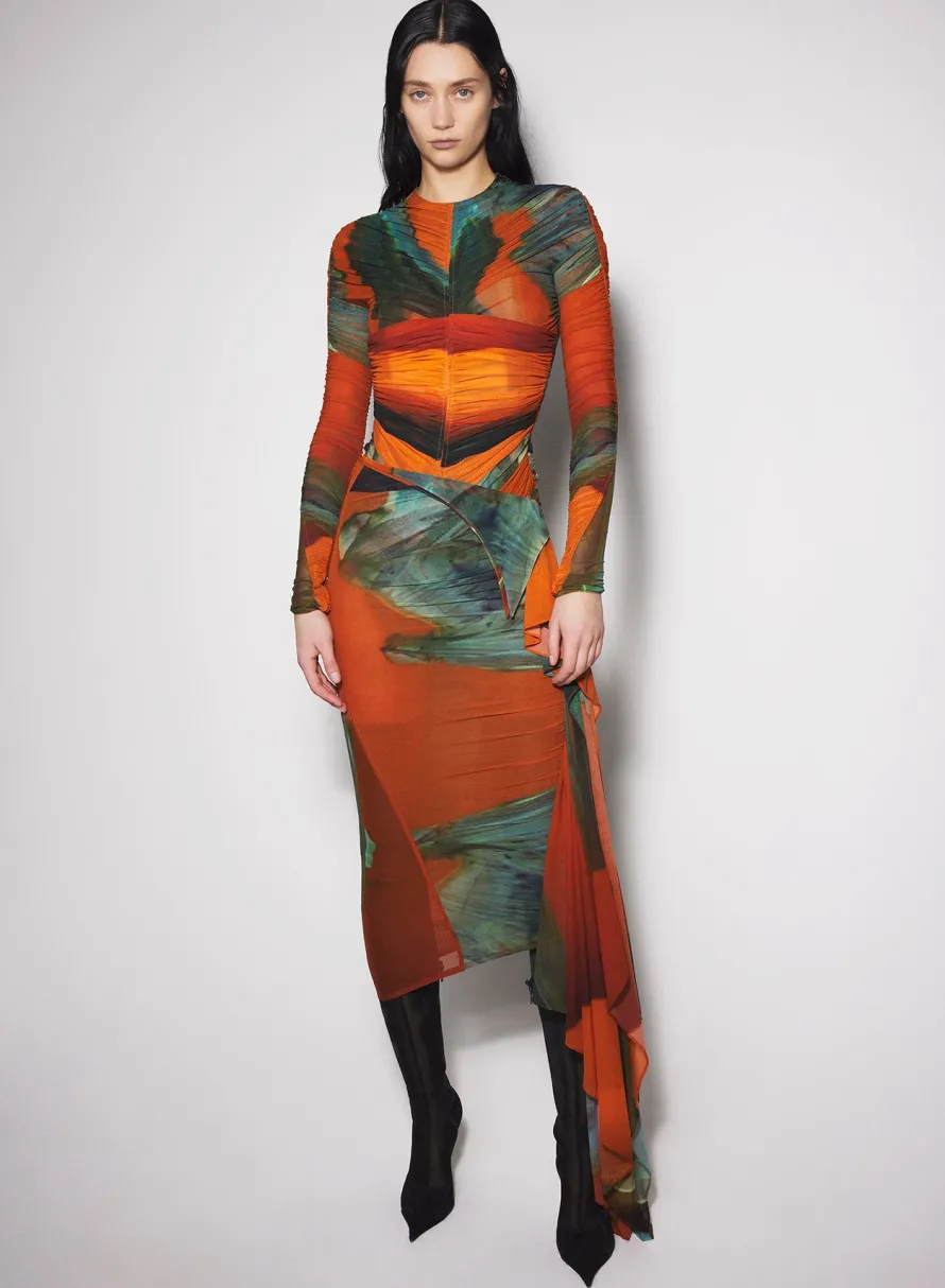 Tops|Bodysuits & Leggings|MUGLER Archive print mesh bodysuit