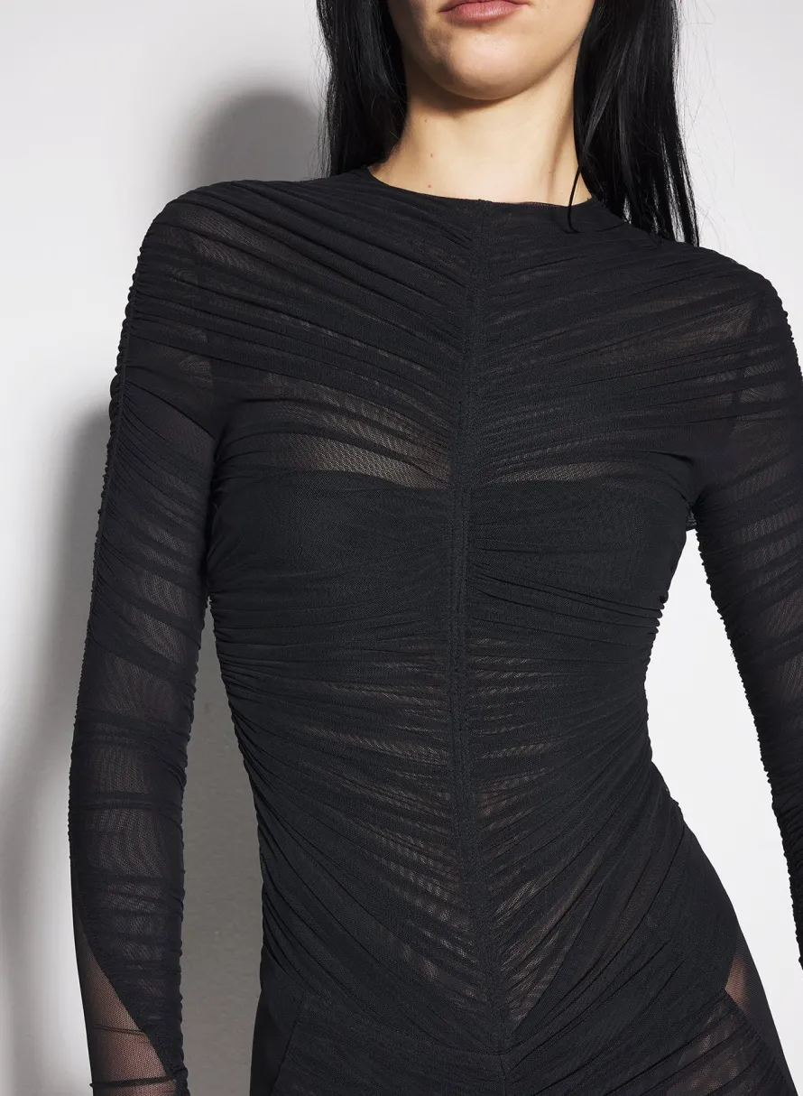 Tops|Bodysuits & Leggings|MUGLER black ruched bodysuit
