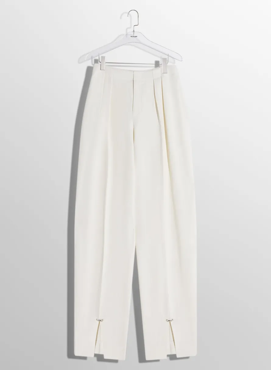 Trousers|MUGLER off-white pierced loose tailored trousers