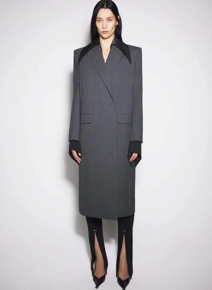 Jackets & Coats|MUGLER grey single-breasted wool coat