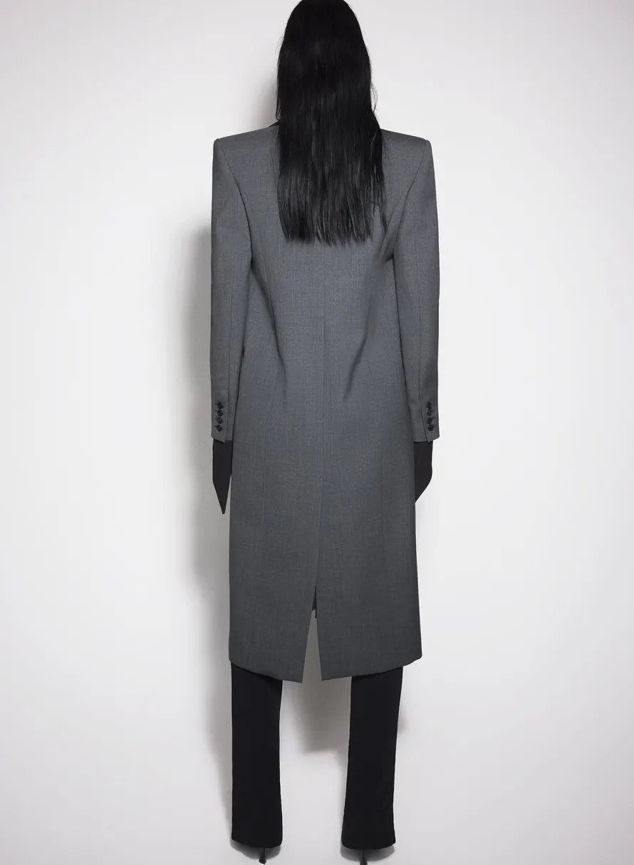 Jackets & Coats|MUGLER grey single-breasted wool coat