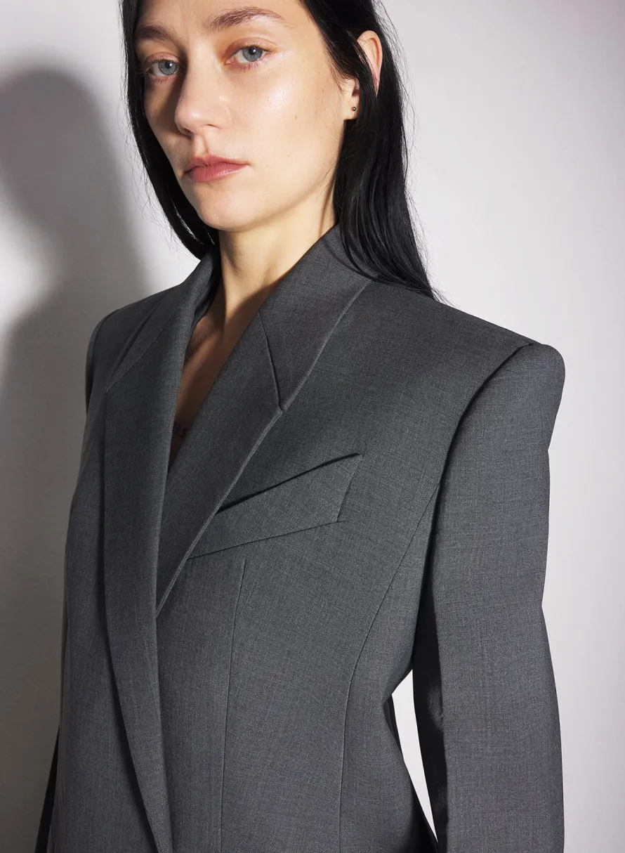 Jackets & Coats|MUGLER grey single-breasted wool coat
