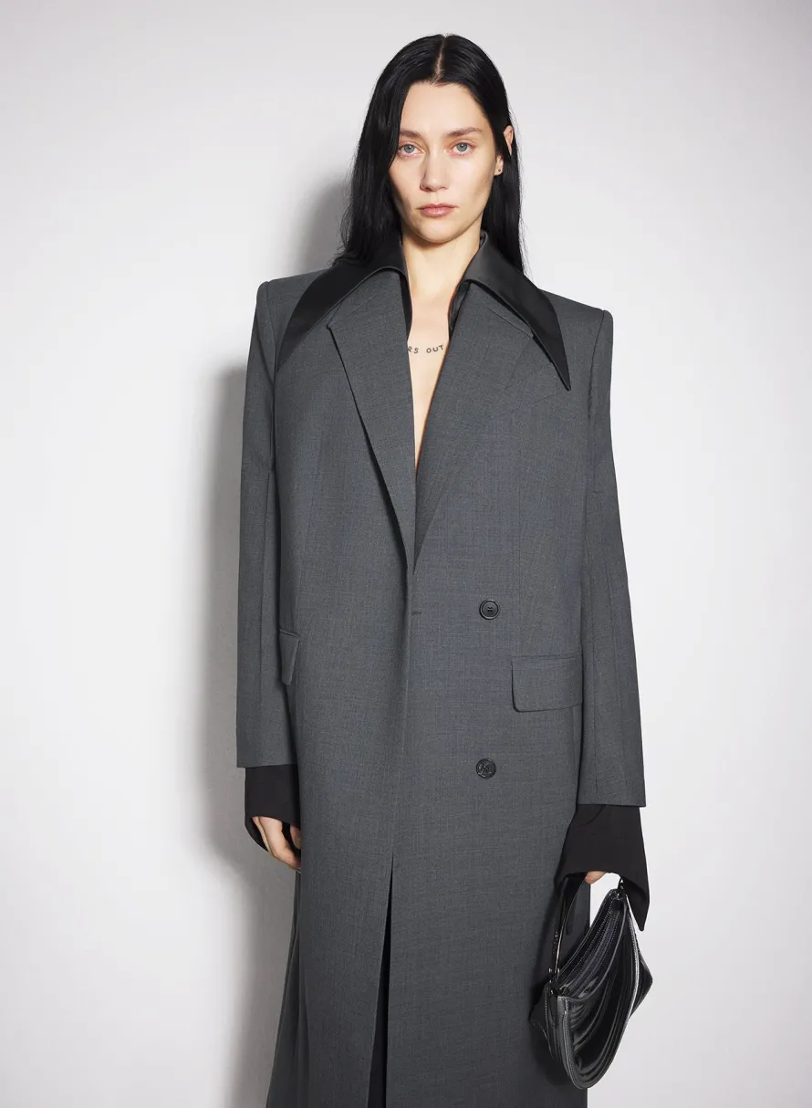 Jackets & Coats|MUGLER grey single-breasted wool coat