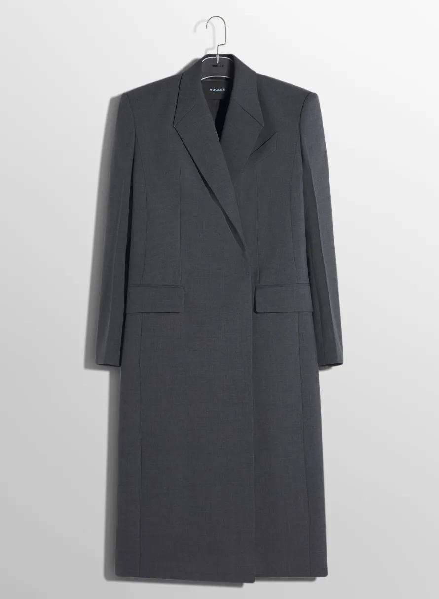 Jackets & Coats|MUGLER grey single-breasted wool coat