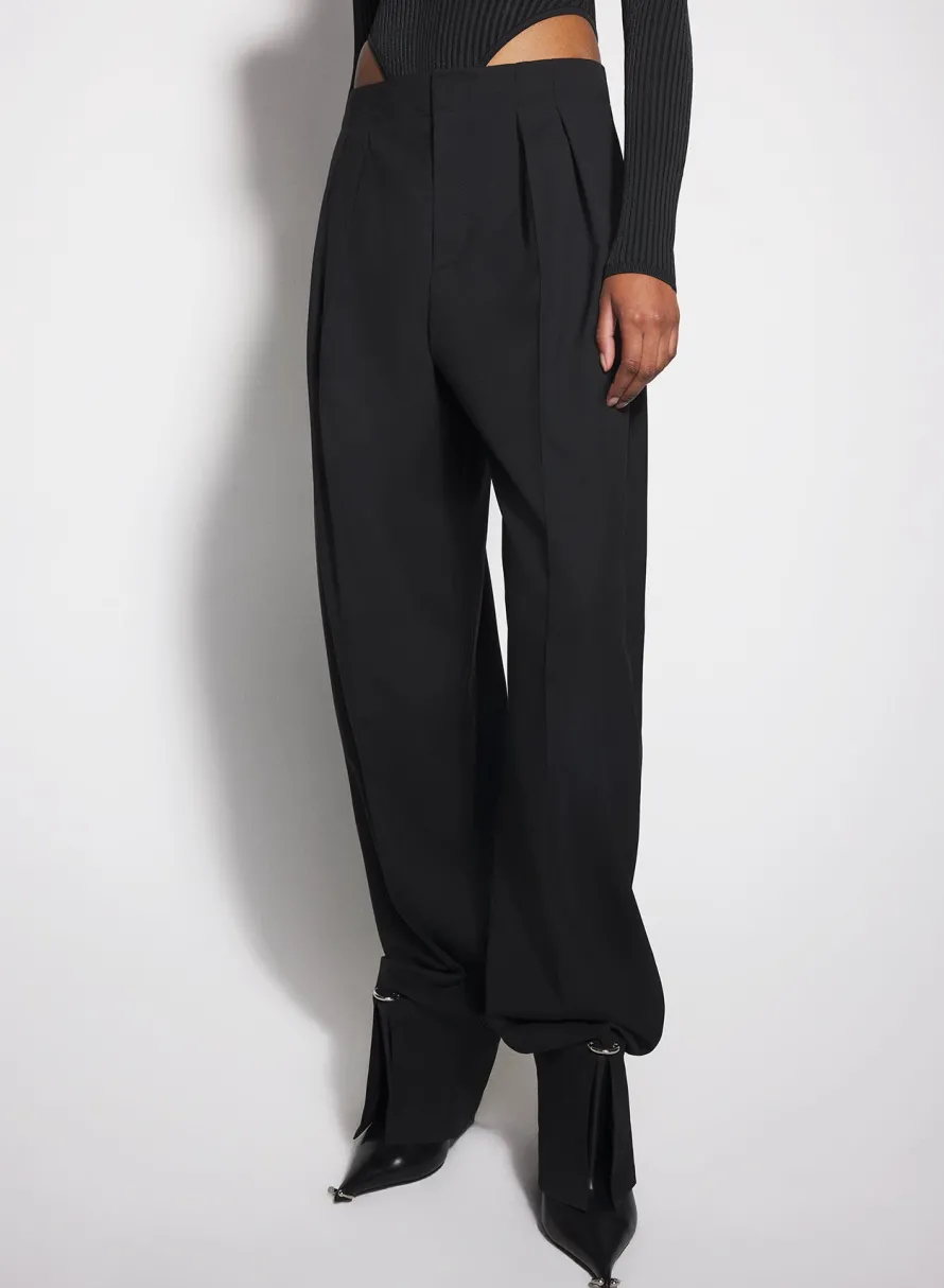 Trousers|MUGLER black pierced loose tailored trousers