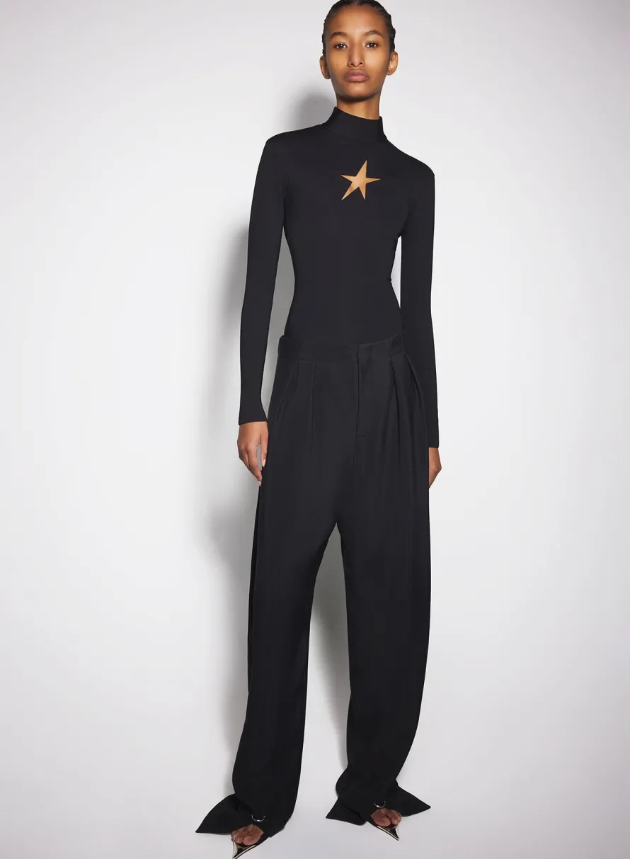 Trousers|MUGLER black pierced loose tailored trousers