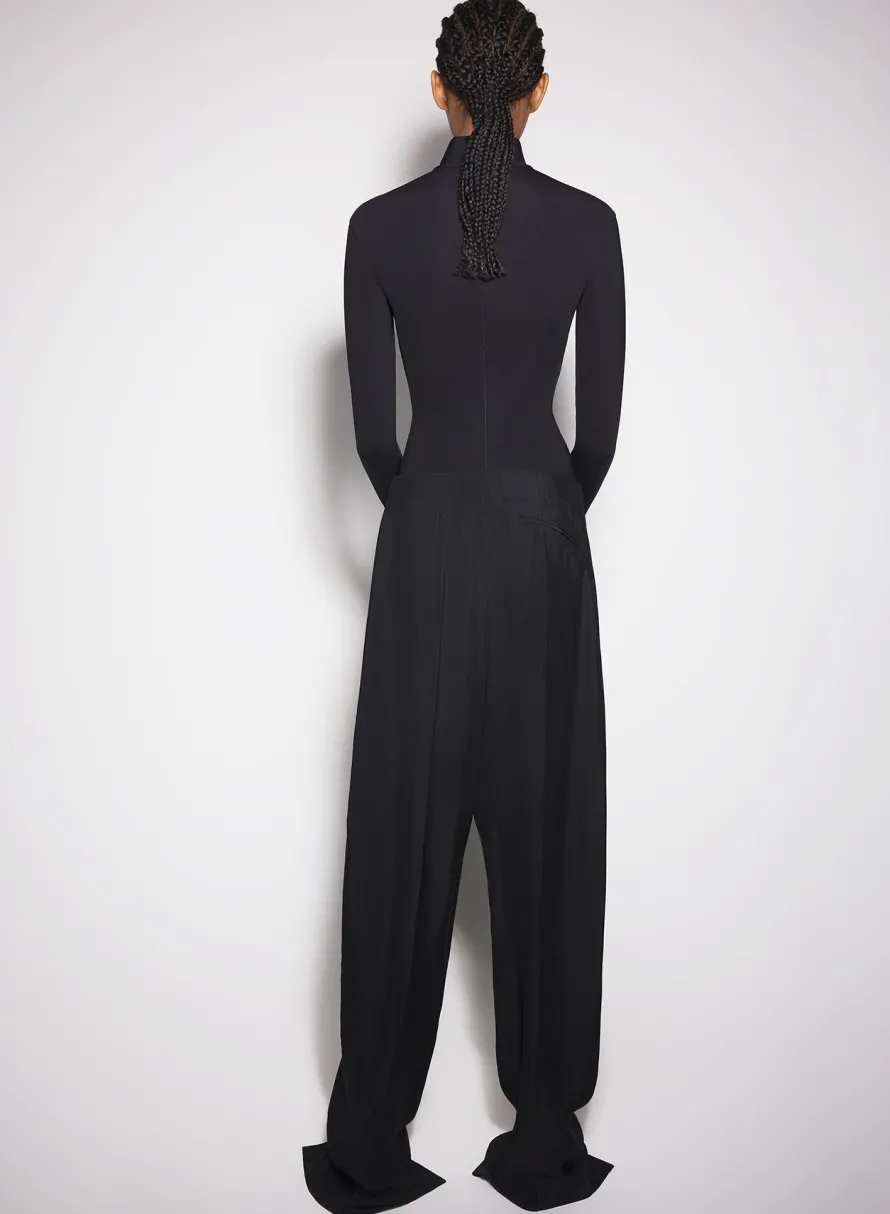 Trousers|MUGLER black pierced loose tailored trousers