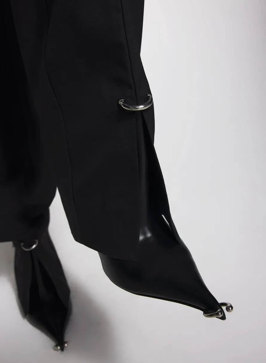 Trousers|MUGLER black pierced loose tailored trousers