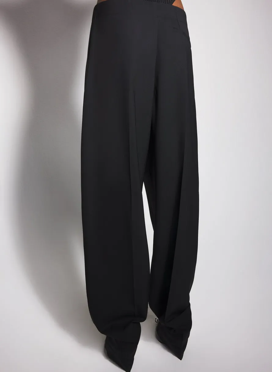 Trousers|MUGLER black pierced loose tailored trousers