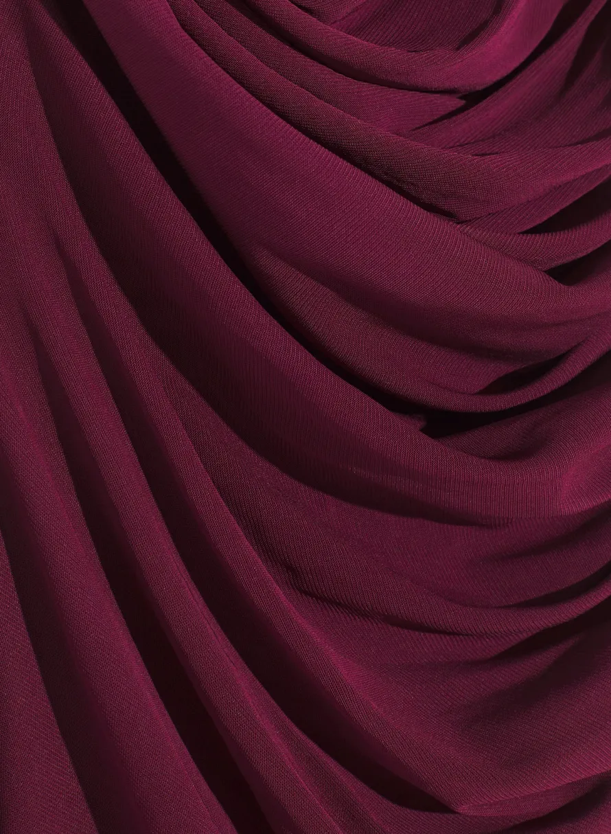 Dresses & Catsuits|MUGLER burgundy sheer ruched dress