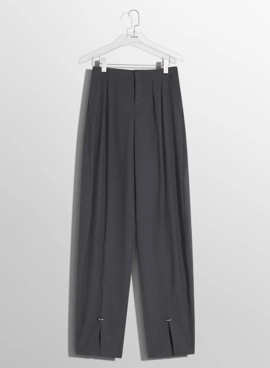 Trousers|MUGLER grey pierced loose tailored trousers