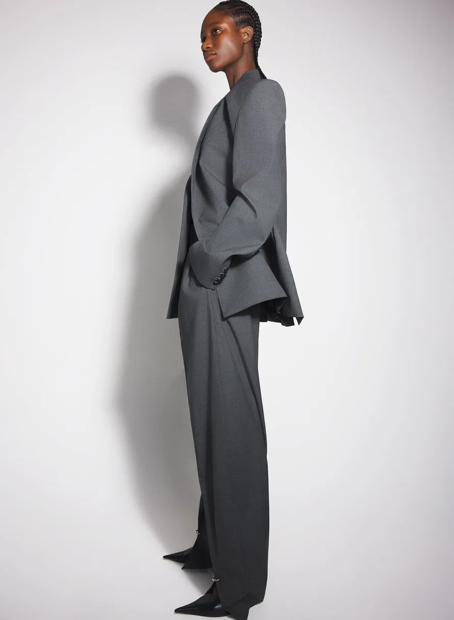 Trousers|MUGLER grey pierced loose tailored trousers