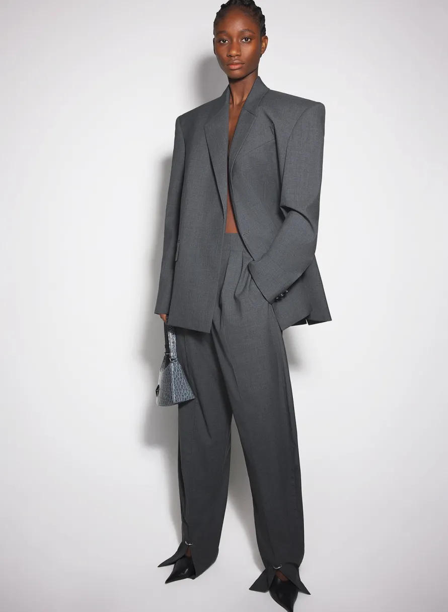 Trousers|MUGLER grey pierced loose tailored trousers