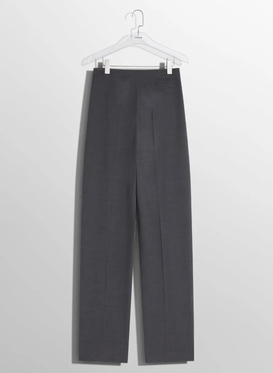 Trousers|MUGLER grey pierced loose tailored trousers