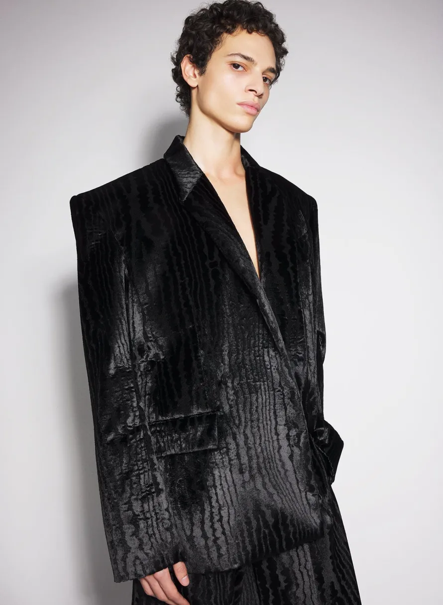 Jackets & Coats|Jackets & Coats|MUGLER black moiré velvet jacket