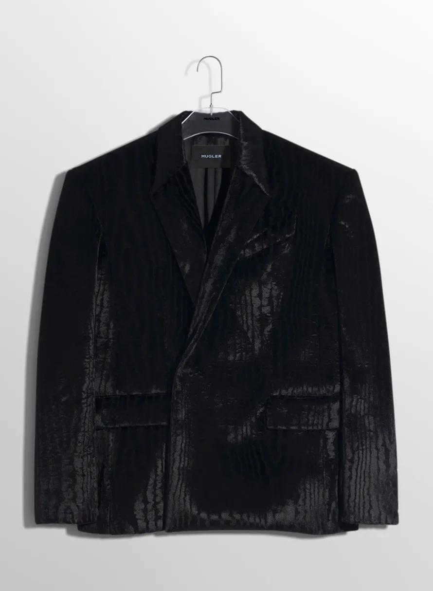 Jackets & Coats|Jackets & Coats|MUGLER black moiré velvet jacket