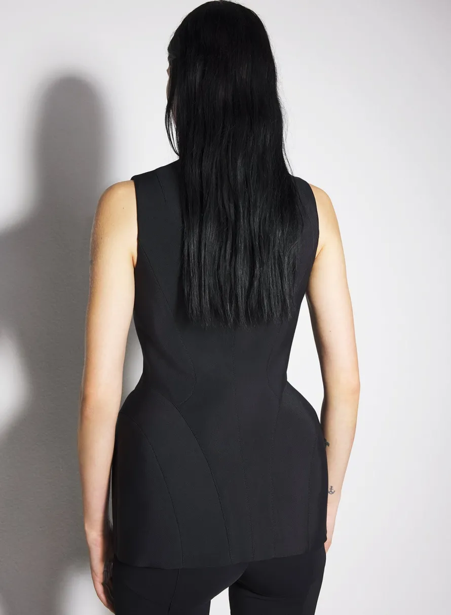 Jackets & Coats|MUGLER black corseted pierced vest