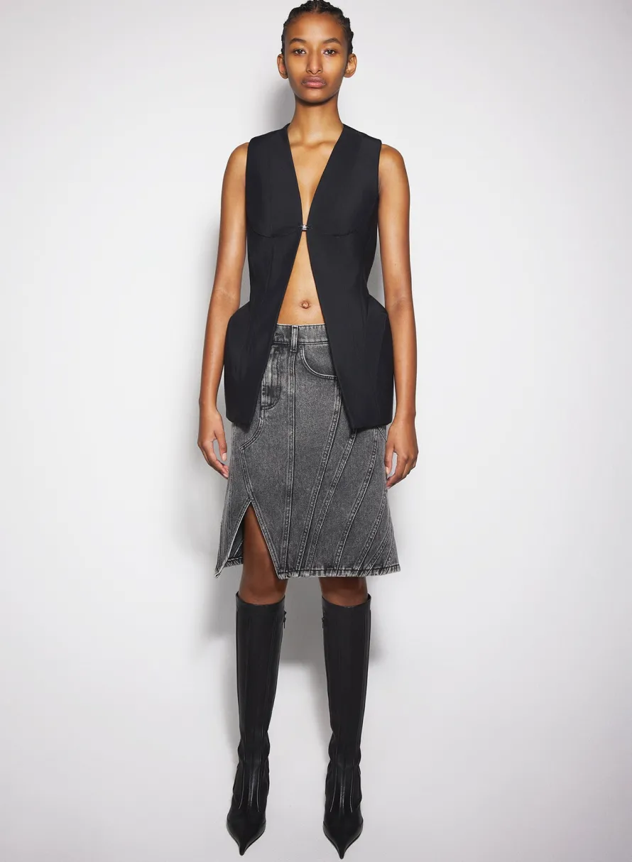 Jackets & Coats|MUGLER black corseted pierced vest