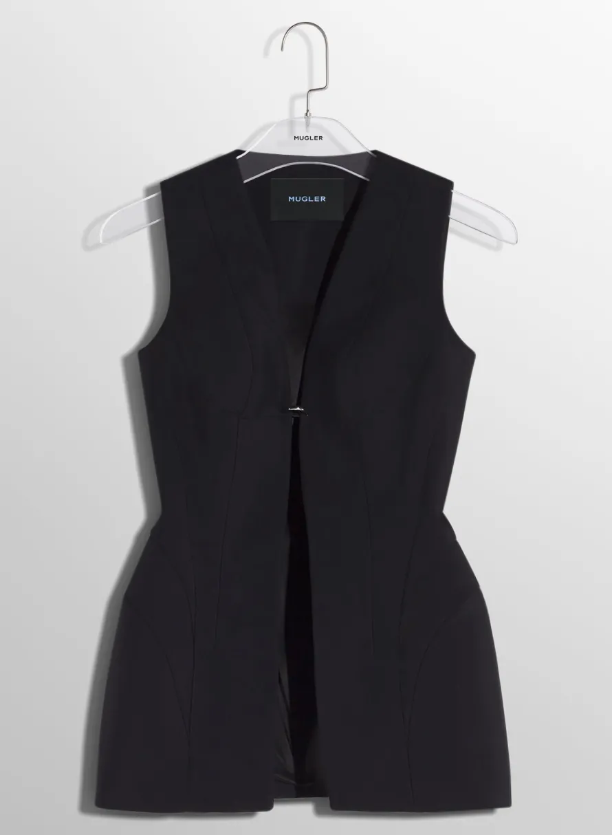 Jackets & Coats|MUGLER black corseted pierced vest